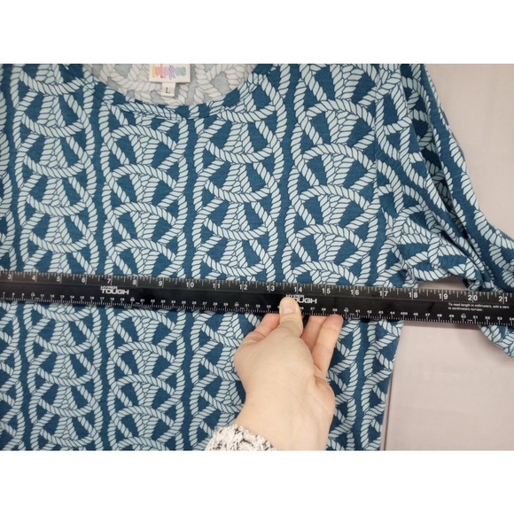 NWOT LuLa Roe Dress Women's SZ L Casual Nautical Rope Pattern Blue Shift Beachy - Picture 10 of 16